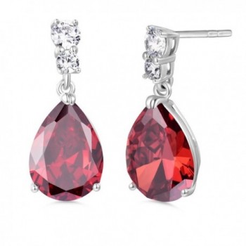 GULICX Bling Silver Tone Cubic Zirconia Pear Distinctive Engagement Party Dangle Earrings - red - CD11YD3O5VH