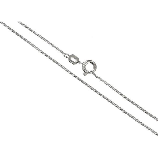 Silvertone 1.1mm Box Chain Necklace - Made in Italy (RO-3D54-KDWB) - rhodium-plated-silver - CX11U60UI53