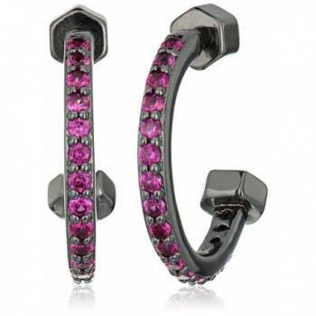 Nicole Miller "Artelier" Bolt Pave Half Hoop Earrings - Black Rhodium/Fuchsia - CI12JI4LEM3