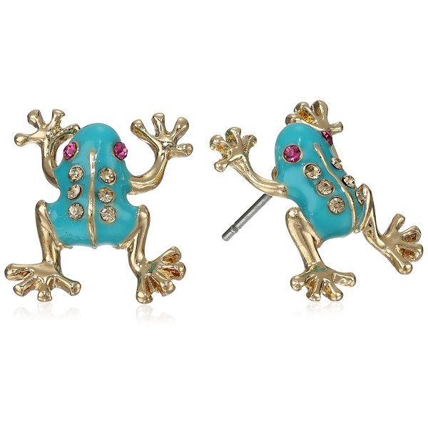 Betsey Johnson Womens Frog Stud Earrings - Blue - CT116D4NURJ