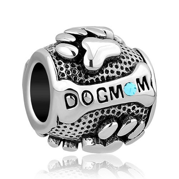 Q&Locket Birthday Charms Dog Mom Paw Print Charm Animal Bead For Bracelets - Mar Blue - CI188080K6O