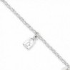 Black Bow Jewelry Sterling Silver Lock and Key Charm Anklet- 10 Inch - C1114L12OGT