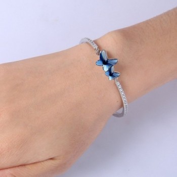 EleQueen Silver tone Butterfly Bracelet Swarovski in Women's Bangle Bracelets