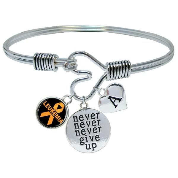 Custom Leukemia Awareness Ribbon Never Give Up Bracelet Choose Initial - CX185UTDZAC