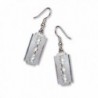Gothic Razor Blade Dangle Earrings Polished Silver Finish Pewter - C11267A3WBB
