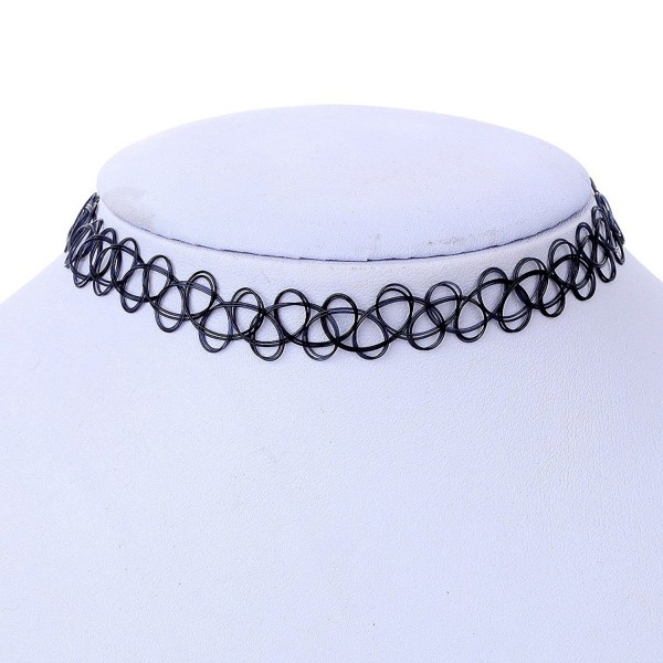 YAZILIND Black Vintage Stretch Tattoo Henna Choker Hippy Necklace Wholesale 10pcs - C111QY9V1VP