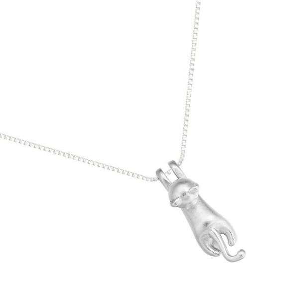 925 Sterling Silver Bright Climbing Cat Animal Pendant Necklace ...