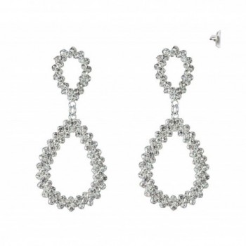 Jagged Teardrop Design Pave Drop Earrings in Silver-Tone - CE11VSVYOKJ