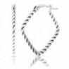 Small Sterling Silver Twisted Flat Square Hoop Earrings - CH186I389IW