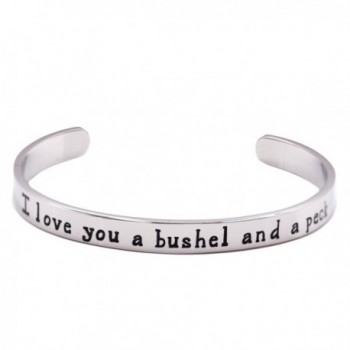 I Love You A Bushel and A Peck Stainless Steel Cuff Bracelet- Polished Finish - CM187CNZELK