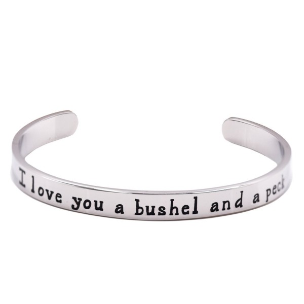 I Love You A Bushel and A Peck Stainless Steel Cuff Bracelet- Polished Finish - CM187CNZELK