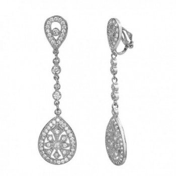 SELOVO Bridal Art Deco Classical Gatsby Inspired Pave Cubic Zirconia Chandelier Earrings Clip-On - C412HB31FWR