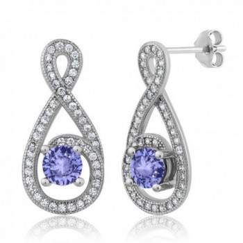 Sterling Silver Tanzanite Gemstone Birthstone Women's Infinity Earrings (1.52 Cttw- Center Stone: 5MM) - CF11L68A691