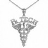 NursingPin - Pharmacy Technician Rx Tech Pendant on Necklace in Silver - C41179HTBE5