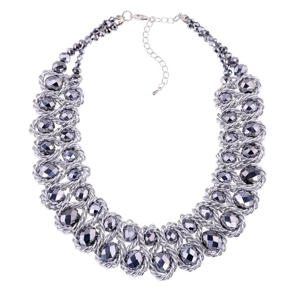 Jewelry Platinum Crystal Statement Necklaces - CU120TUFD3B