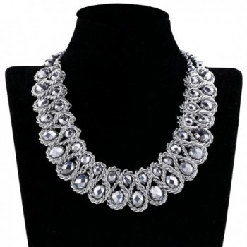 Jewelry Platinum Crystal Statement Necklaces