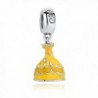 Bamoer Sterling Silver Snow Dress European Dangle charm beads with Yellow Enamel for DIY Bracelet - CL12C83PP17