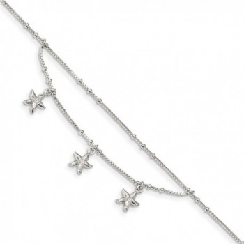 Black Bow Jewelry Sterling Silver Triple Starfish & 0.8mm Box Chain Swag Anklet 9-10 In. - CH187N6D6LS