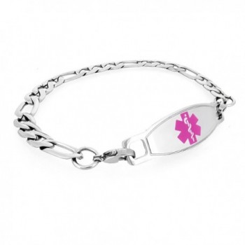 MedicEngraved Custom 316L St. Steel Medical ID Bracelet with Pink Enamel Tag Engraving Included - C712MA555BO