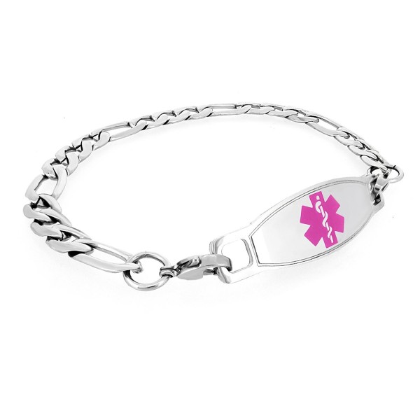 MedicEngraved Custom 316L St. Steel Medical ID Bracelet with Pink Enamel Tag Engraving Included - C712MA555BO