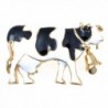 Alilang Crystal Elements Black White Enamel Painted Moo Cow Fashion Pin Brooch - CS1883DG0IL