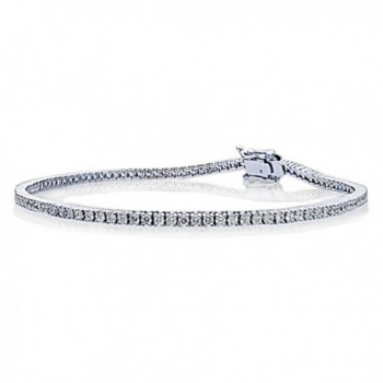 Sterling Silver 1.5mm 1.5 ct.tw Round CZ Prong Set Tennis Bracelet- 7.25 Inch - CD1217WW3XN