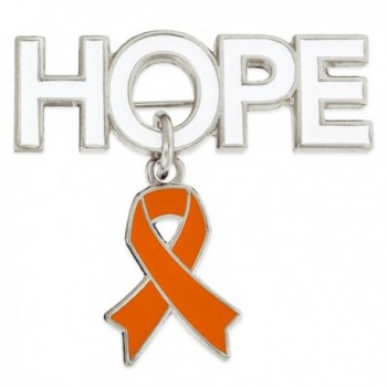 PinMart's Hope with Orange Awareness Ribbon Charm Enamel Brooch Pin - CI12NA64TU2