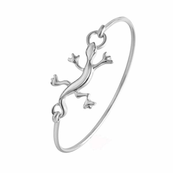 NOUMANDA Fashion Animal Gecko Bangle 3 Colors Openable Hook Bracelet Bangle Jewellery - silver color - C412GKFYJAL