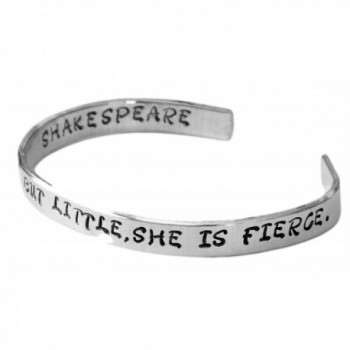 Shakespeare Bracelet - Though She Be but Little- She Is Fierce - 2-sided Hand Stamped 1/4-inch Aluminum Cuff - CY11JO9N02P