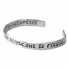 Shakespeare Bracelet - Though She Be but Little- She Is Fierce - 2-sided Hand Stamped 1/4-inch Aluminum Cuff - CY11JO9N02P
