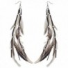 Lux Accessories Boho burnished Silver Suede Brown Textured Feather Earrings - CF17YRDHS7R