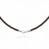 3mm Brown Braided Leather Cord Necklace Choker with Solid 925 Sterling Silver Clasp 24" - CF115GI55XZ