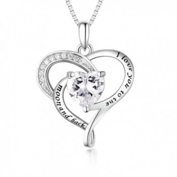 Sterling Silver "I Love You to the Moon and Back" Necklace Heart Love Pendant Necklace - CO186QW9XR5
