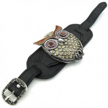 KONOV Womens Crystal Leather Bracelet in Women's Cuff Bracelets