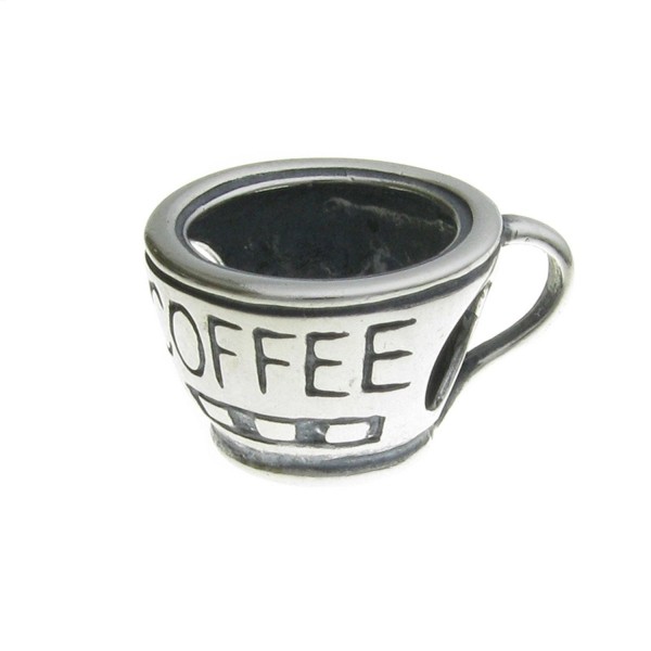 .925 Sterling Silver Cafe Coffee Cup Bead For European Charm Bracelet - CM11HTPS1OD