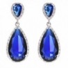 FC JORY White Gold Plated Pear Multi-color Crystal CZ Gem Teadrop Halo Earring - Blue - CJ11APQXI7H