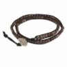 NOVICA Dyed Brown Quartz and Leather Wrap Bracelet with 950 Silver Charm 'Hill Tribe Lands in Black' - CJ127ZRT70L