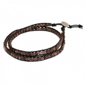 NOVICA Quartz Leather Bracelet Silver