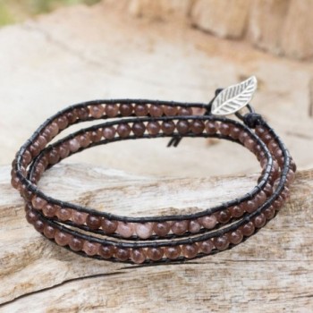 NOVICA Quartz Leather Bracelet Silver in Women's Link Bracelets