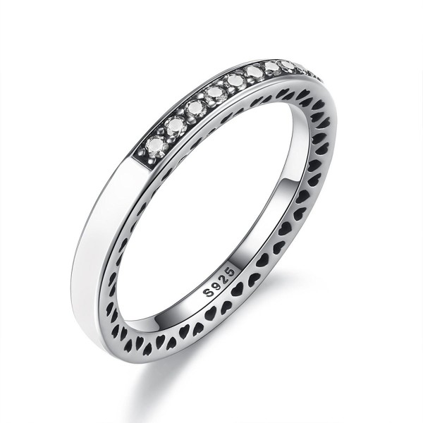 BAMOER 925 Sterling Silver Enamel Eternity Ring for Women Teen Girls Stack Ring - CV17XWIH3E8