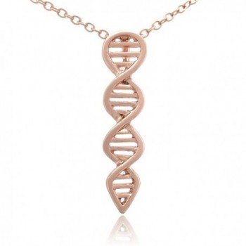 Silver DNA Double Helix Science Molecule Necklace - Rose Gold Plated - CJ12BJWRSIV