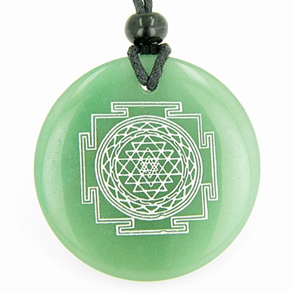 Sri Yantra Chakra Talisman Green Quartz Magic Pendant Necklace - C3114RNJJZP