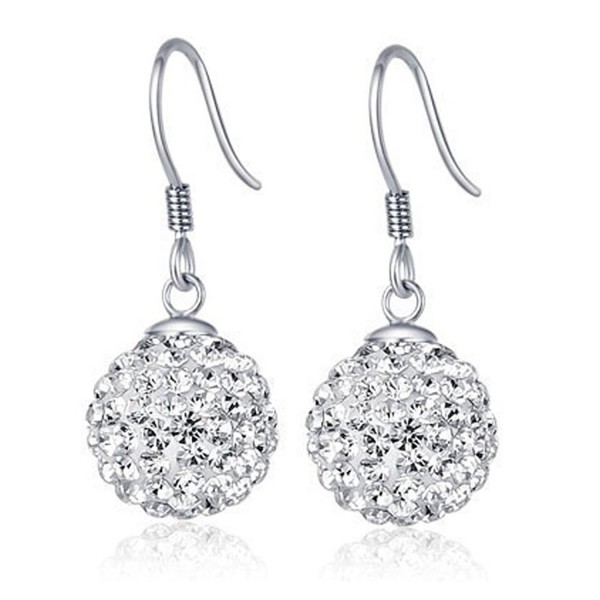 Chaomingzhen Sterling Silver Crystal Ball Dangle Earring for Women - CW11BCNOMP5