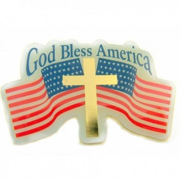 Carded God Bless USA Two American Flags Cross Patriotic Lapel Pin - CD11012H0BL