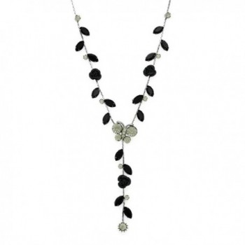 Glamorousky Butterful and Rose Necklace with Black Austrian Element Crystals (5449) - CG11BHSOOFX