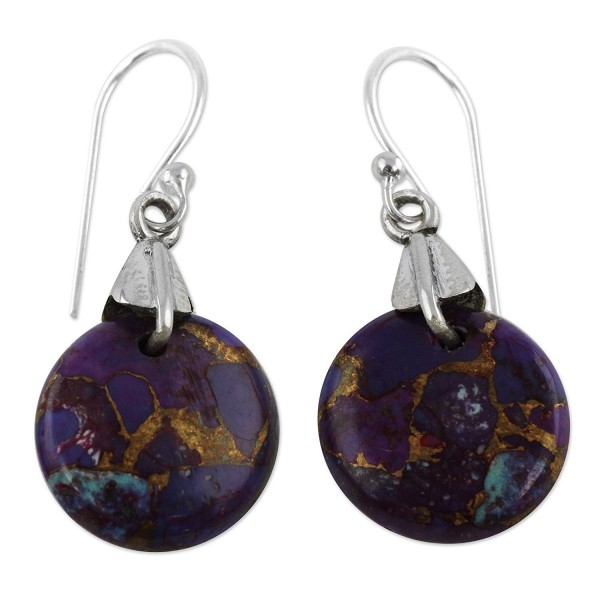 NOVICA .925 Sterling Silver and Purple Reconstituted Turquoise Dangle Earrings- 'Moon of Enigma' - CZ127XUDOYF