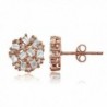 Sterling Silver Baguette and Round-Cut Cubic Zirconia Cluster Round Stud Earrings - Rose Gold Flash - Clear CZ - CR17Z4HZR5S