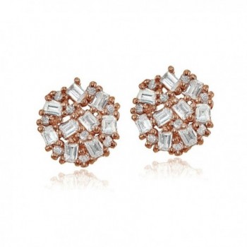 Sterling Baguette Round Cut Zirconia Earrings