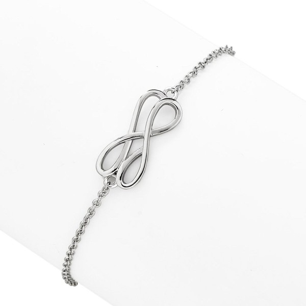 Rhodium-Plated 925 Sterling Silver Sideways Infinity Symbol Link Tennis Wrap Bracelet- 6.5 - 8.5" - CK11LDQRAAN