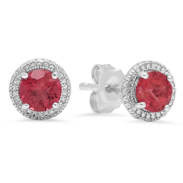 Sterling Silver Round Pink Tourmaline Ladies Stud Earrings Stone size is 5mm - CP12INM2943